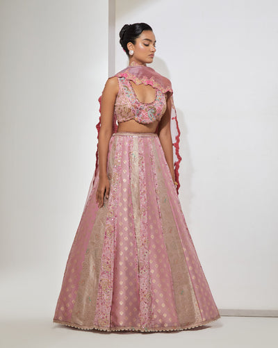 Pink Brocade Lehenga Set