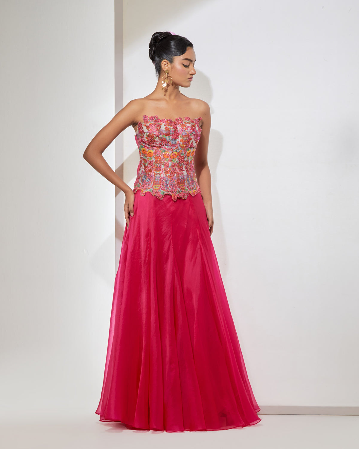 Pink Embroidered Corset & Skirt