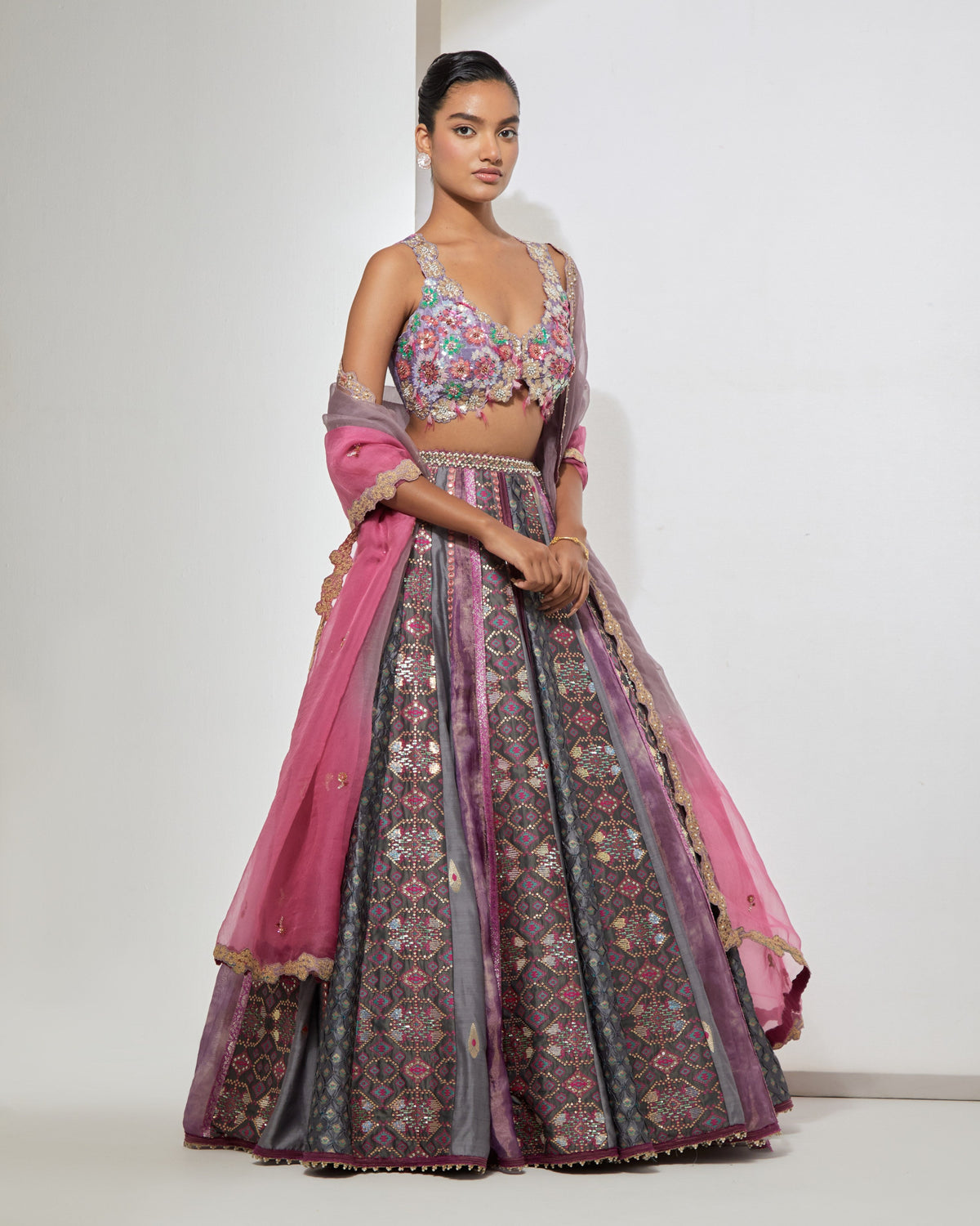 Lilac Patchwork Lehenga Set