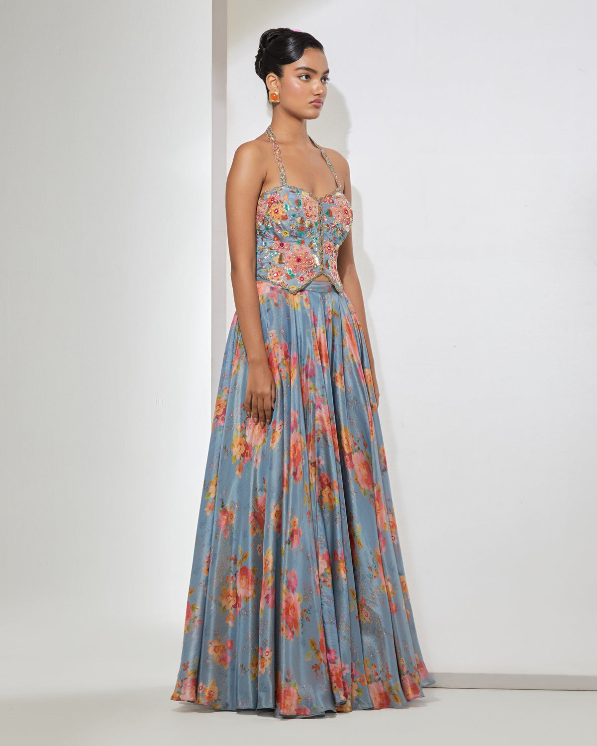 Azure Bloom Corset & Skirt
