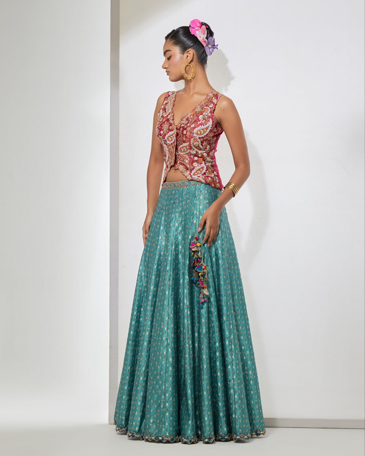 Rani Pink & Teal Lehenga