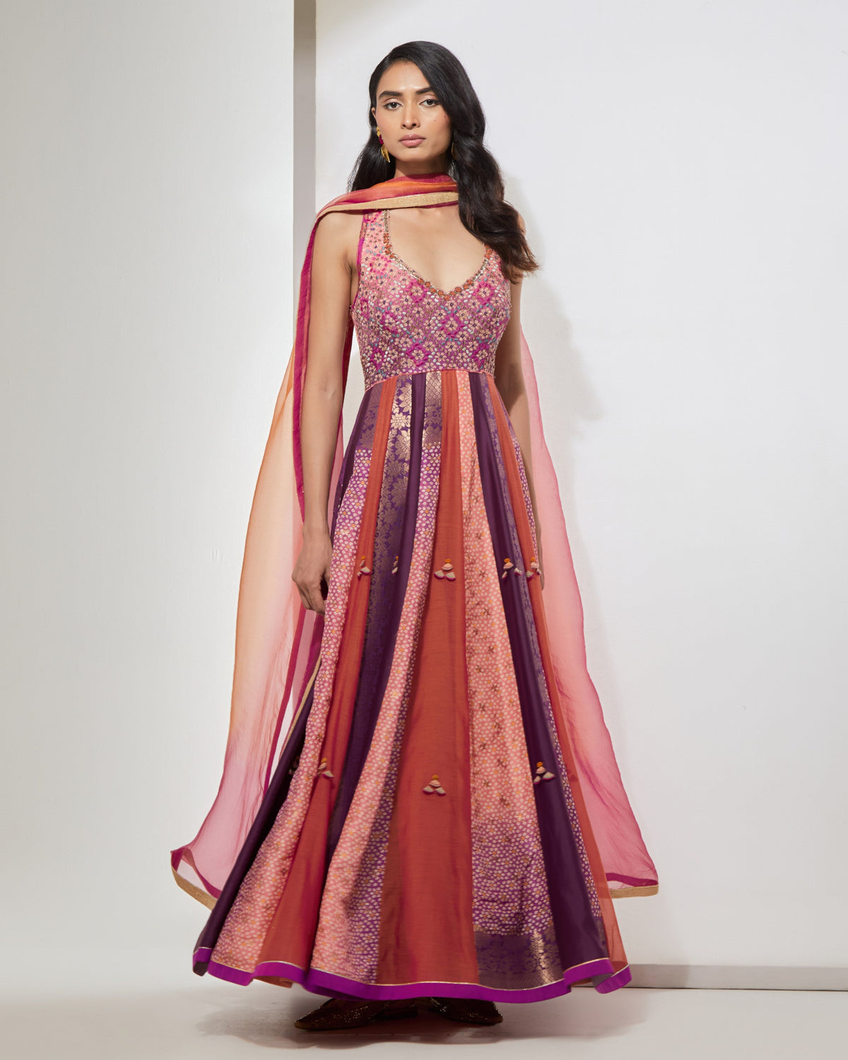 Fuchsia Purple Anarkali With Dupatta