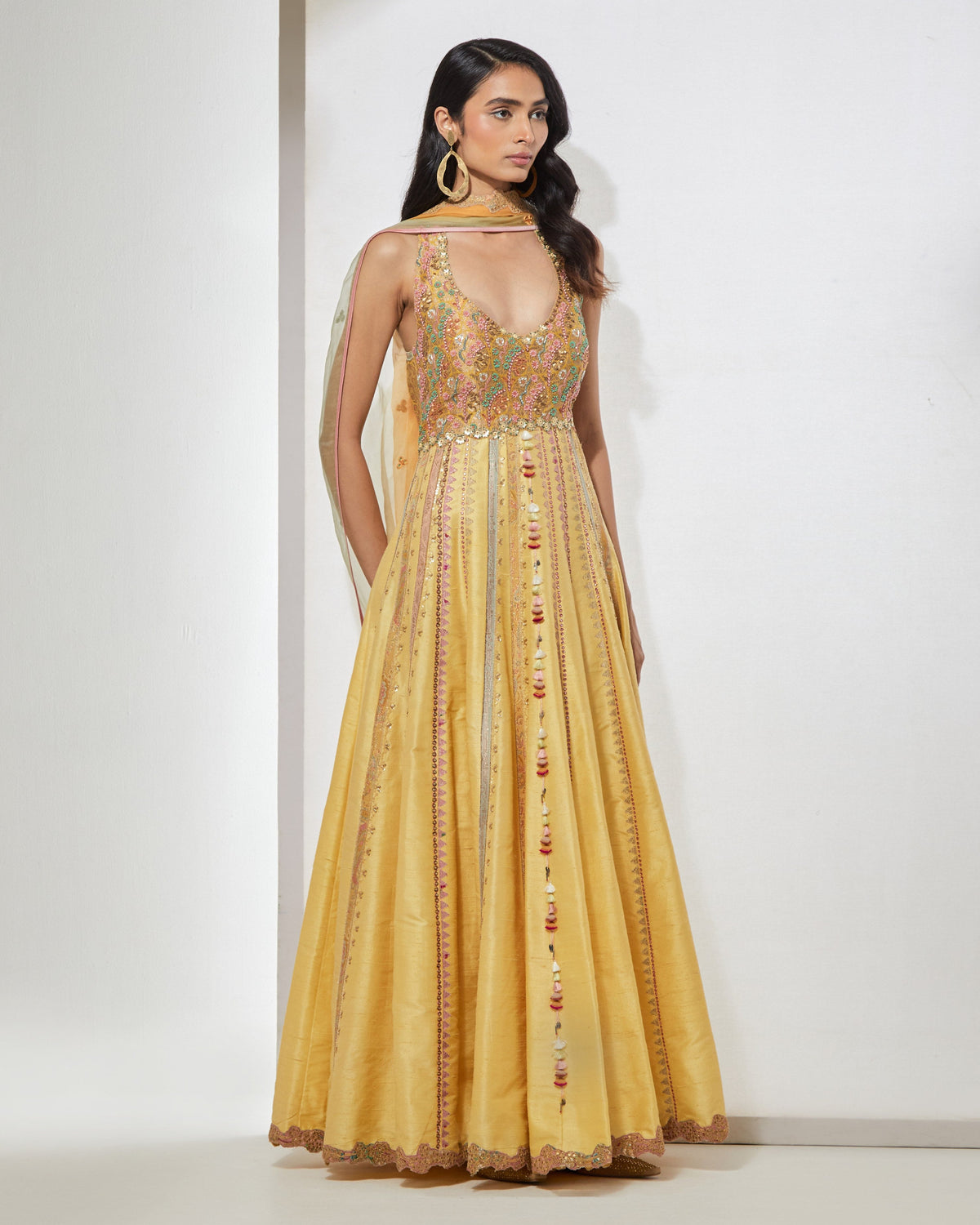 Mustard Yellow Anarkali With Dupatta