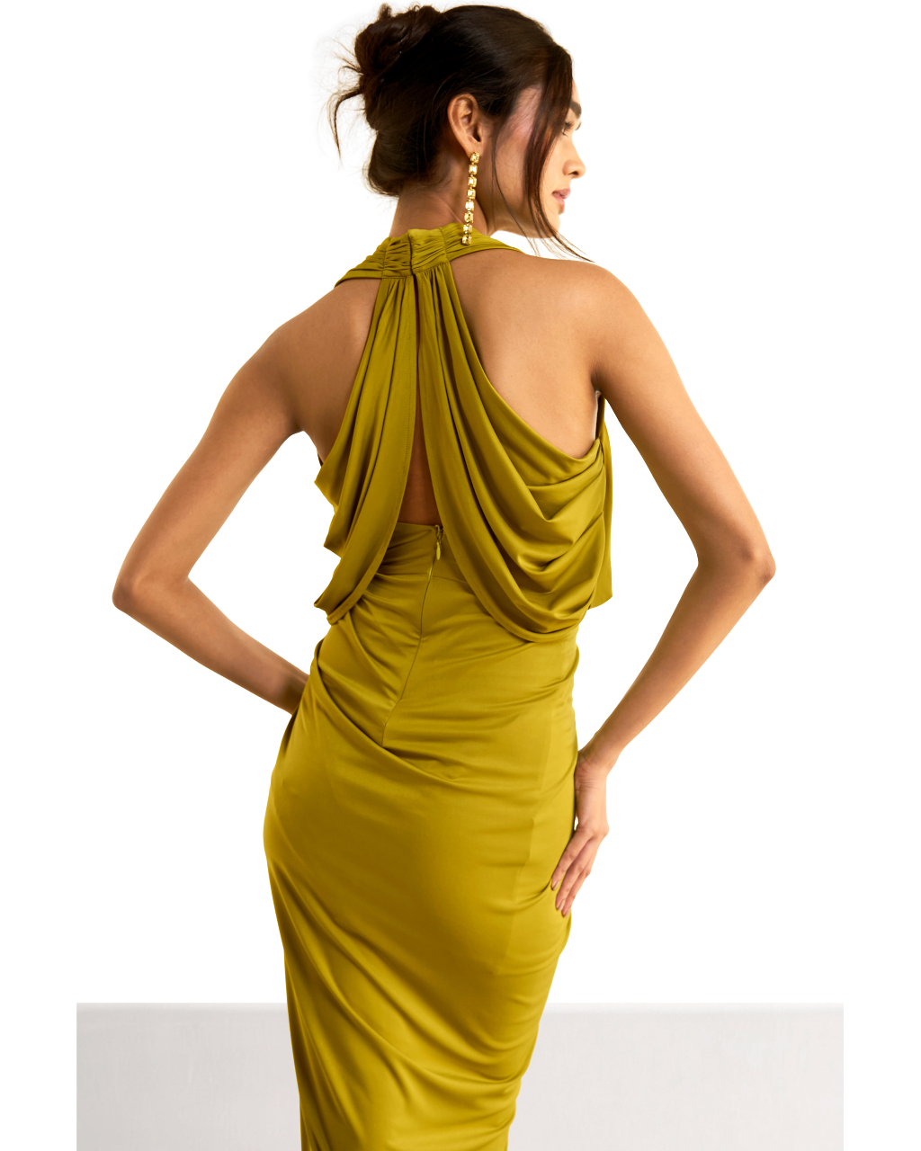 Halter Neck Front Overlap Knit Dress