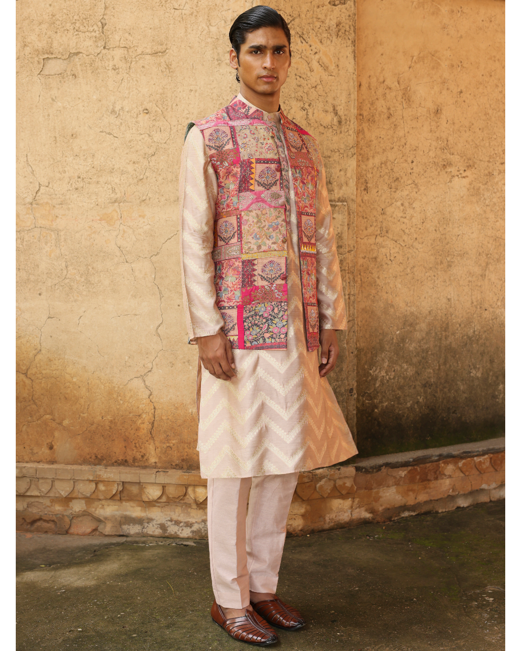 Pink Silk Bundi Set