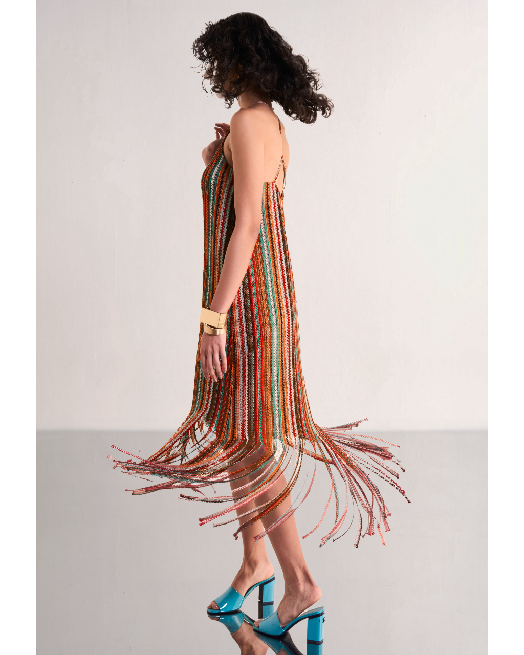 Halter Neck Fringe Knit Dress