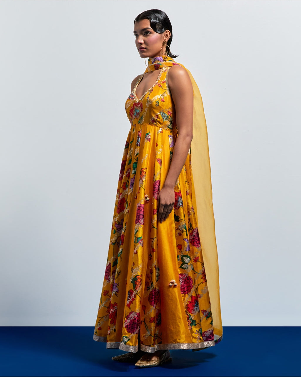 Mustard Yellow Anarkali Set
