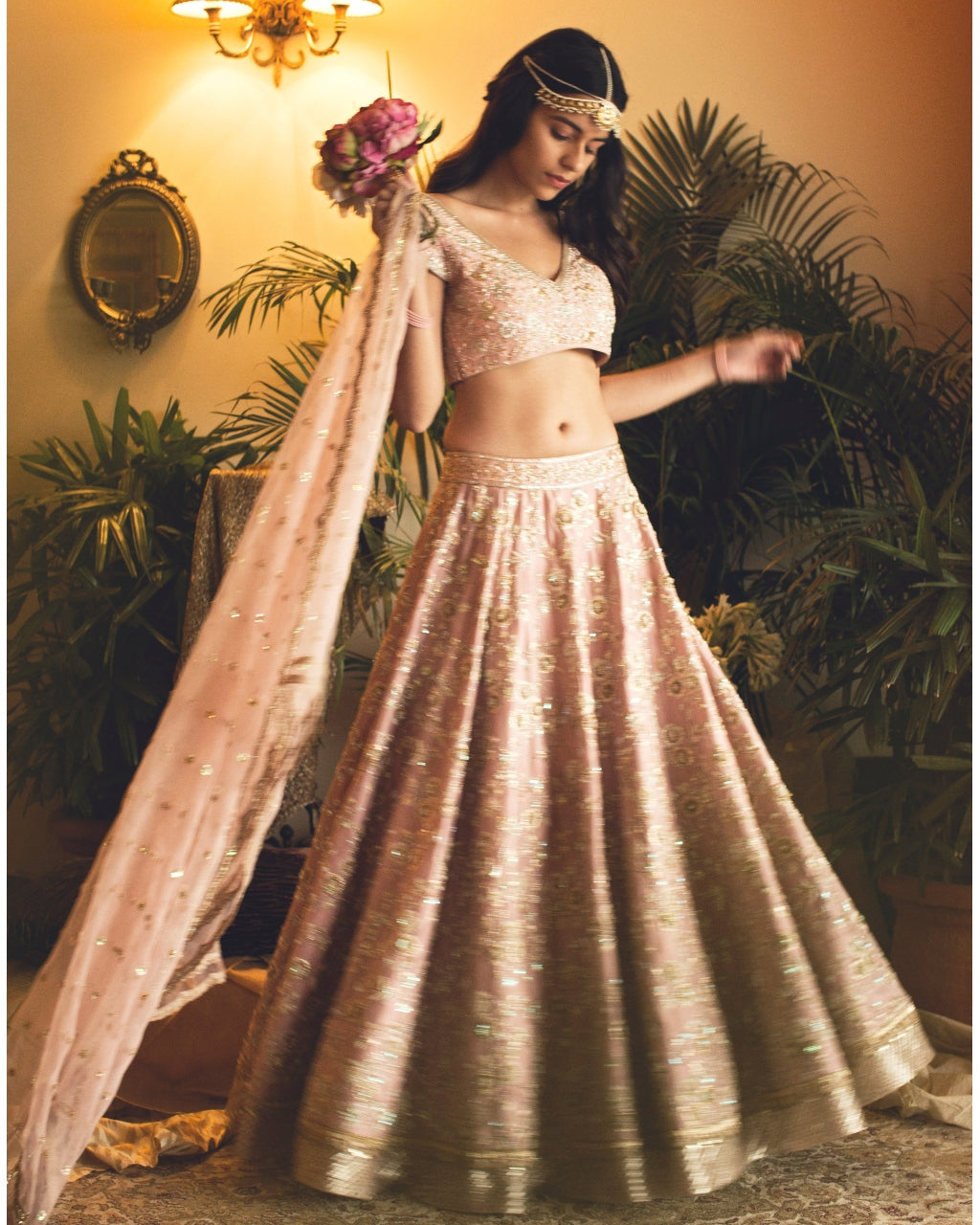 Badla Resham Jaal Lehenga