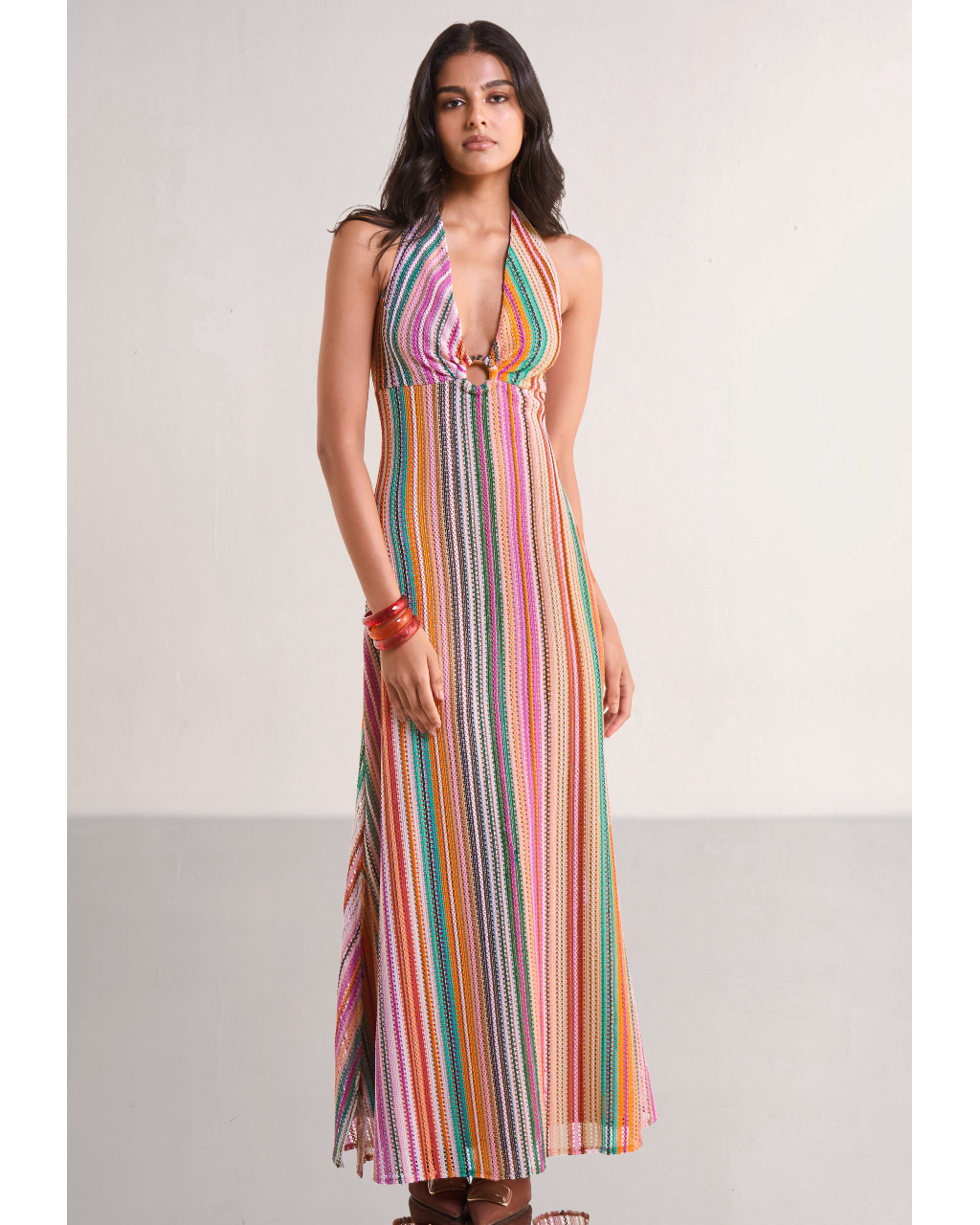 Halter Neck Crochet Knit Maxi