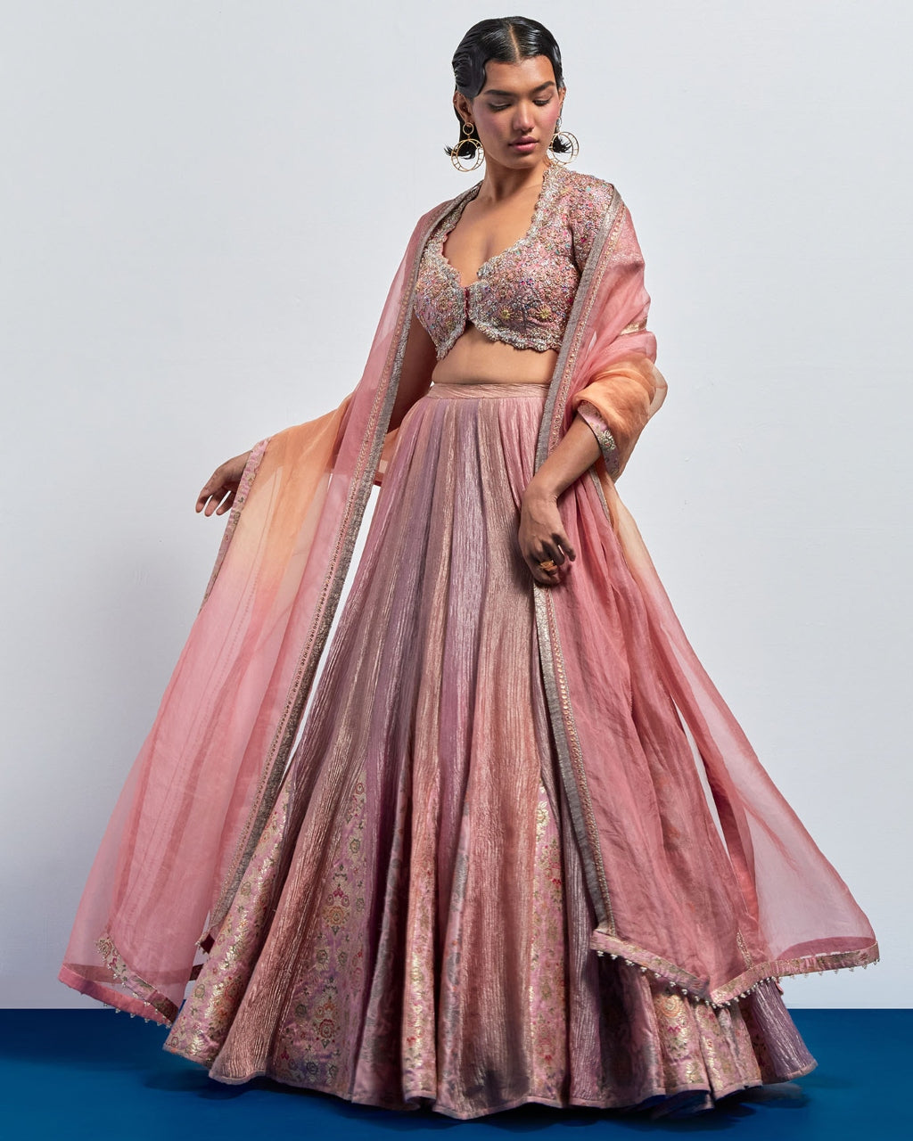 Rose Pink Lehenga Choli Dupatta Set