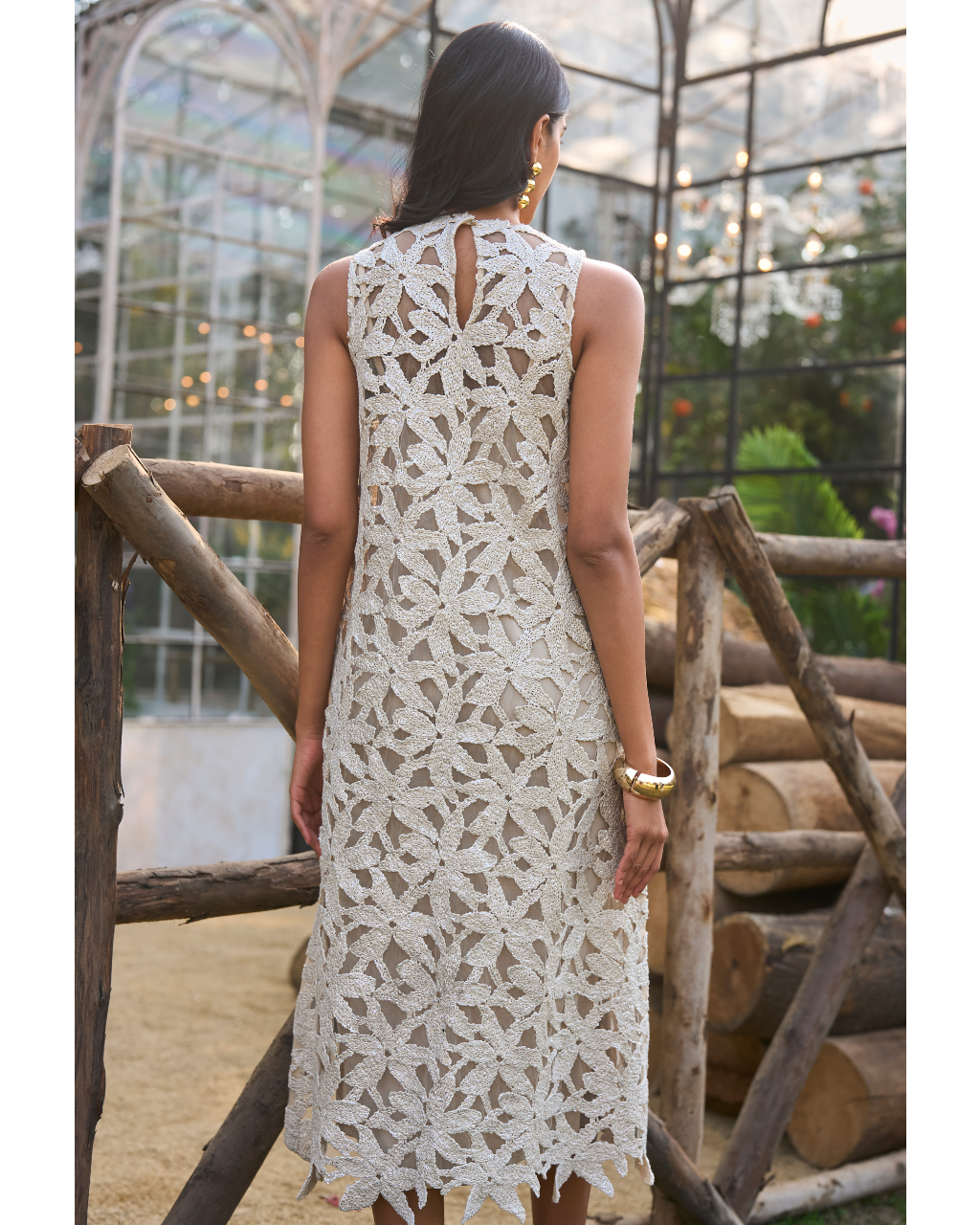Scalloped Floral Lace Midi