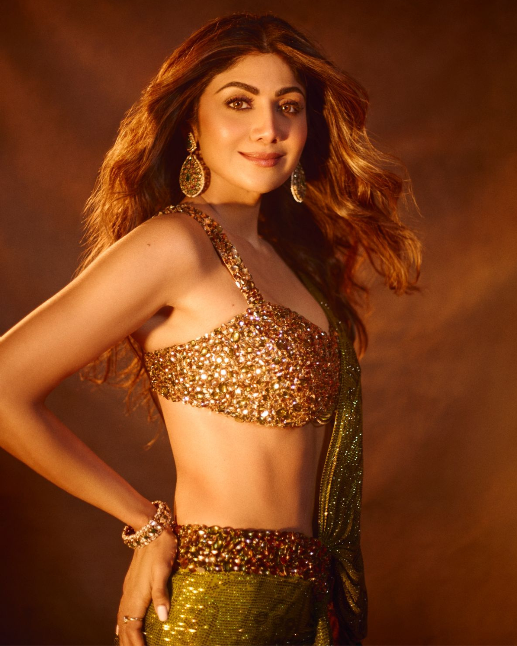 Shilpa Shetty in the Tiaa Sari Set
