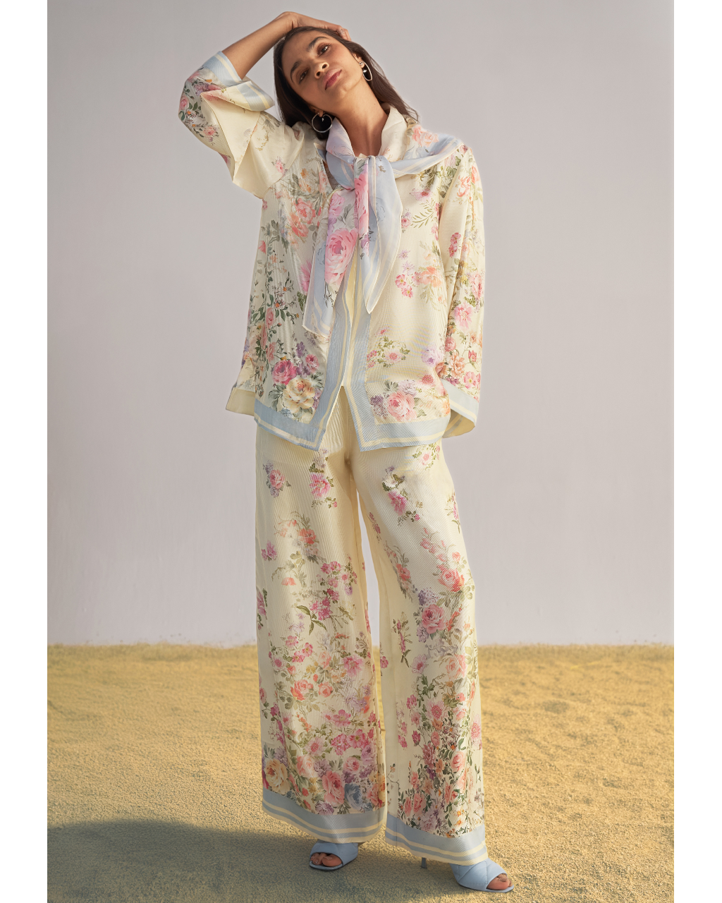 Pastel Floral Printed Pant Set