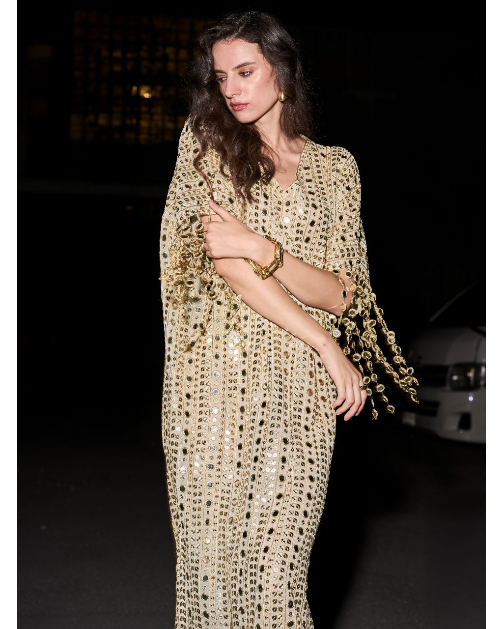 Mirror Embroidered Kaftan Dress