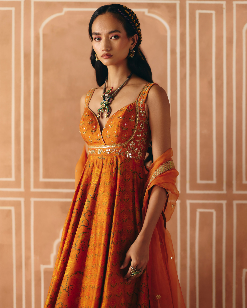 Burnt Orange Anarkali Set