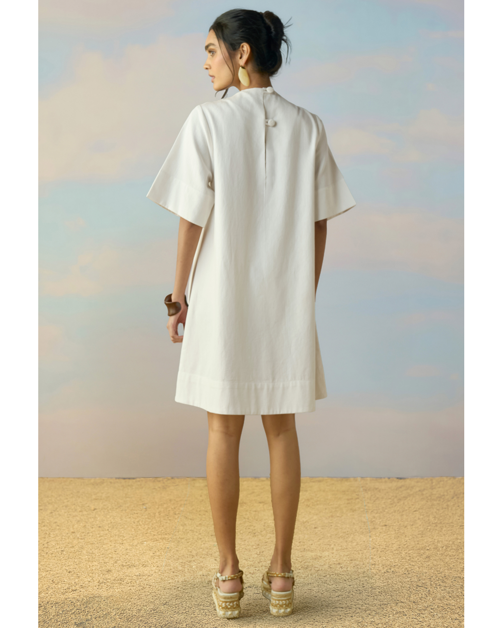 Cutwork Embroidered Denim Dress