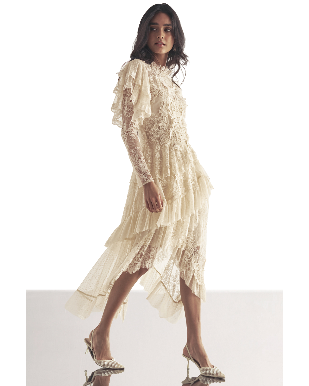 Cascading Lace Midi