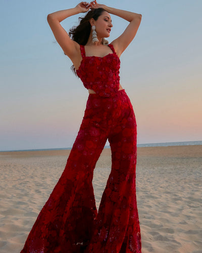 Red Amaya Pants Set