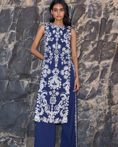 Embroidered Tabard Top & Pant Set