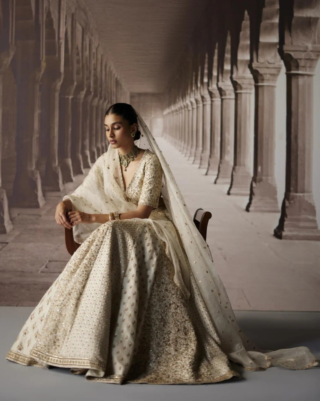 Ivory Panel Lehenga