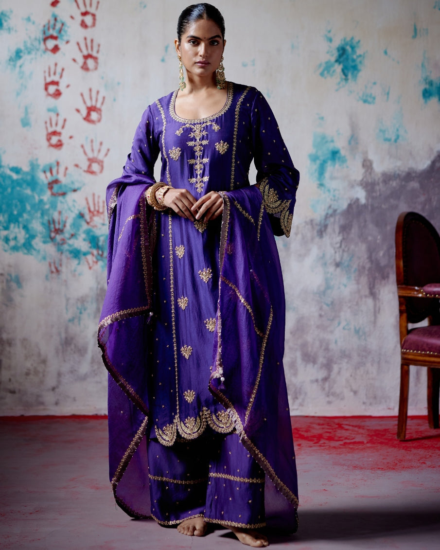 Purple Straight Kurta Set