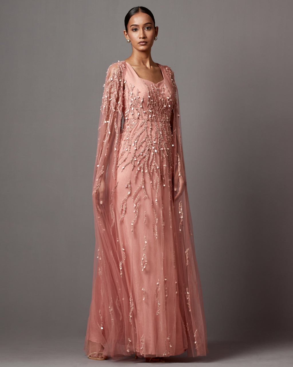 Dust Rose Dust Rose Cape Gown Set