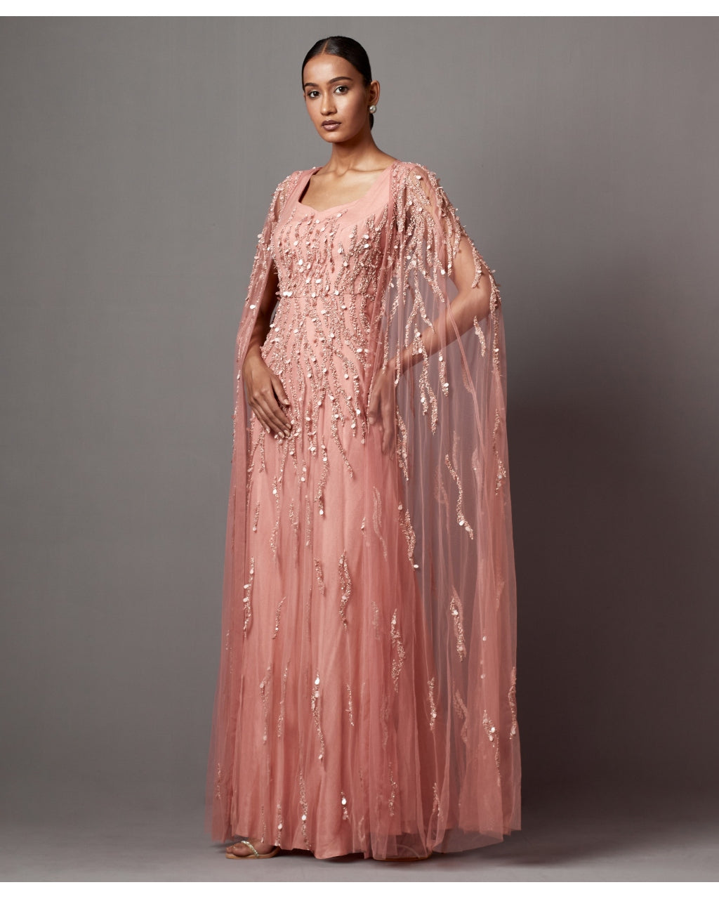 Dust Rose Dust Rose Cape Gown Set