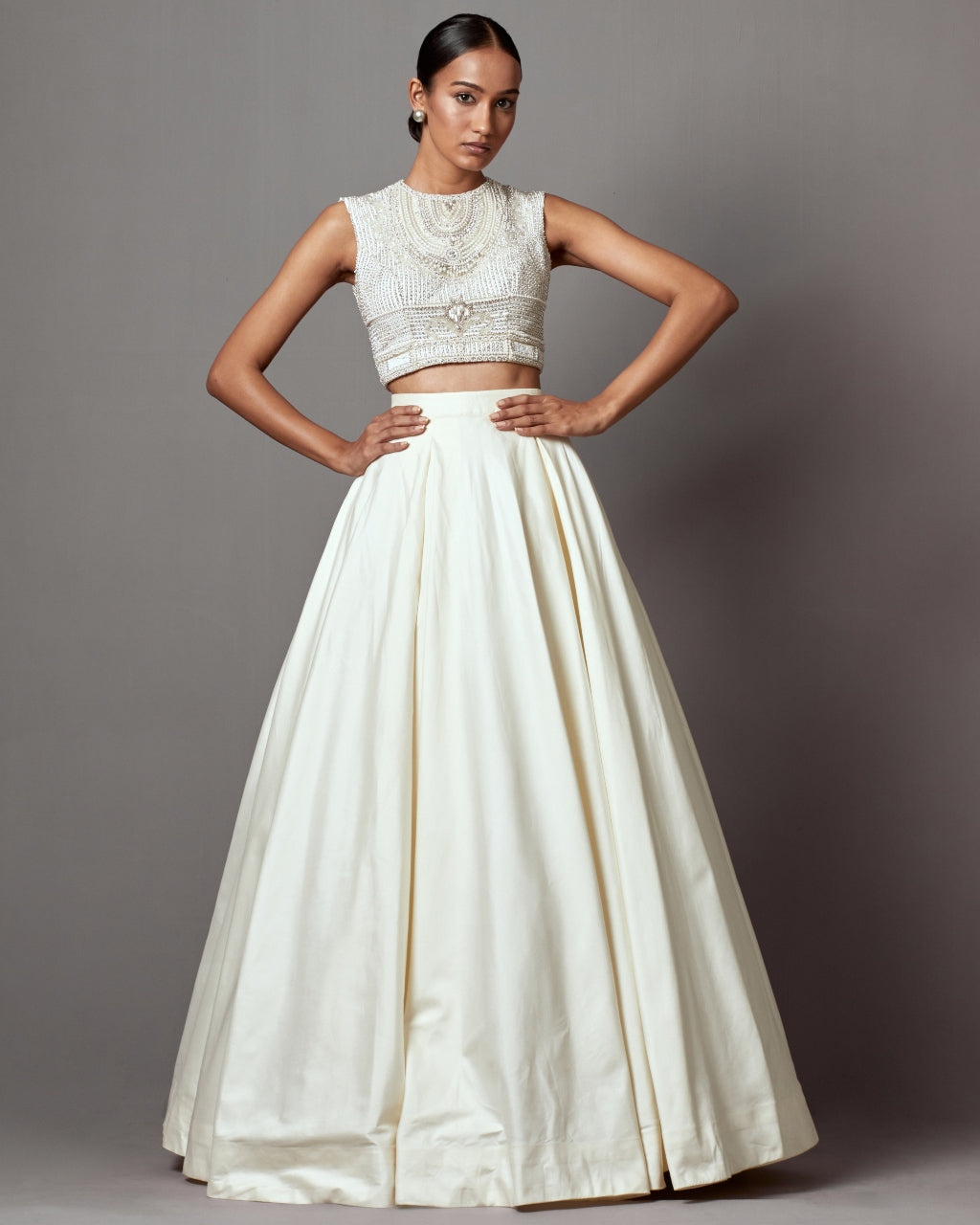 Ivory Taffeta Lehenga Set