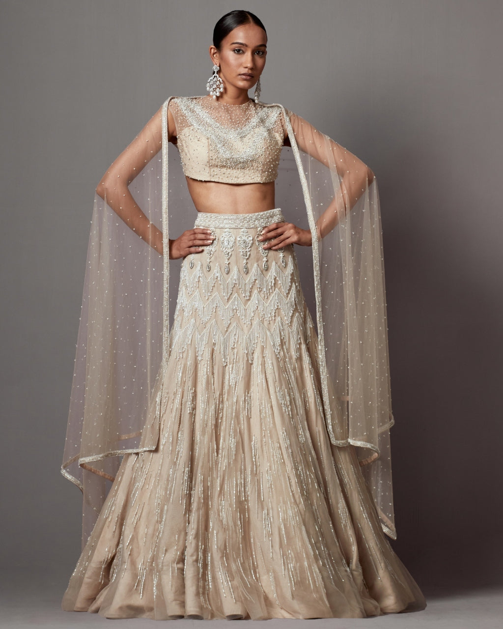 Greige Latkan Lehenga Set