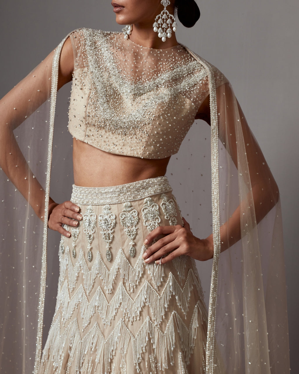 Greige Latkan Lehenga Set