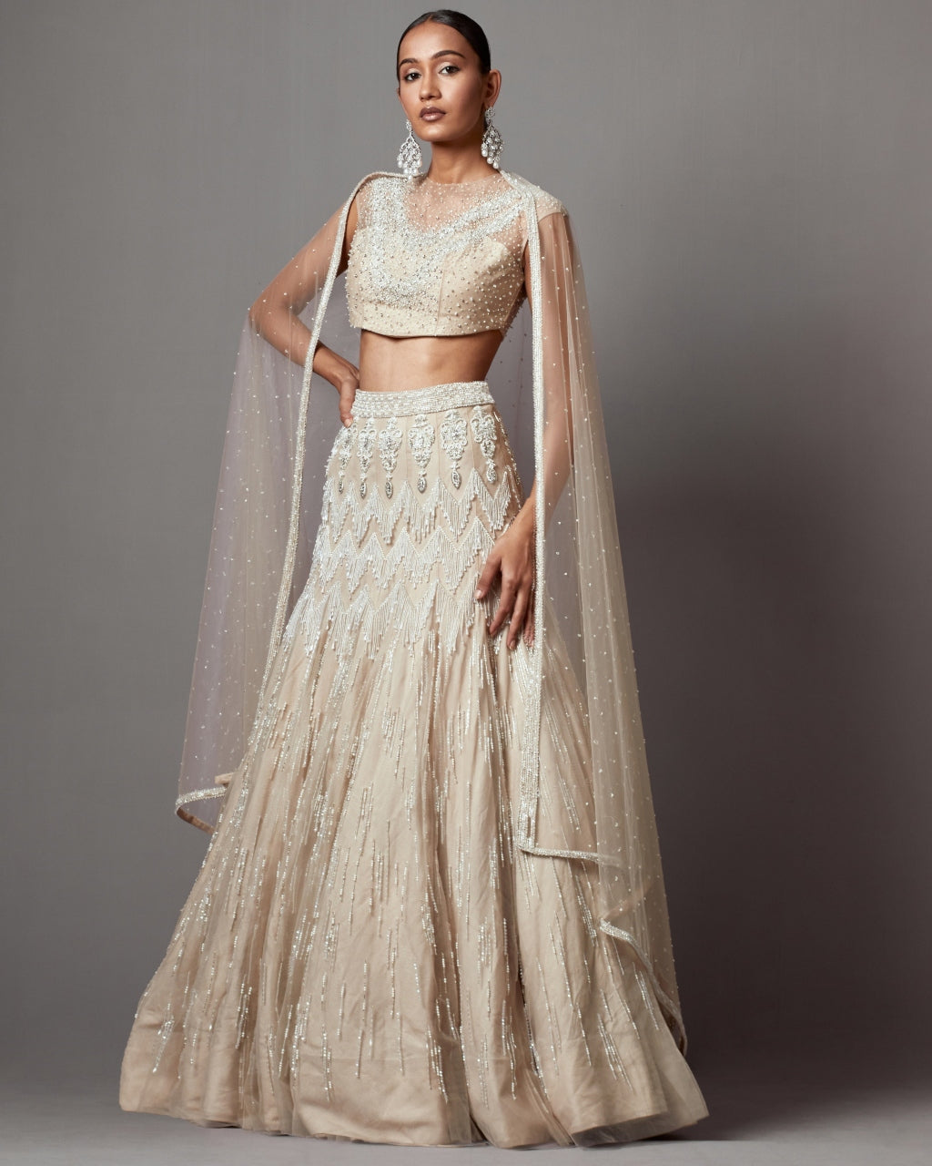 Greige Latkan Lehenga Set