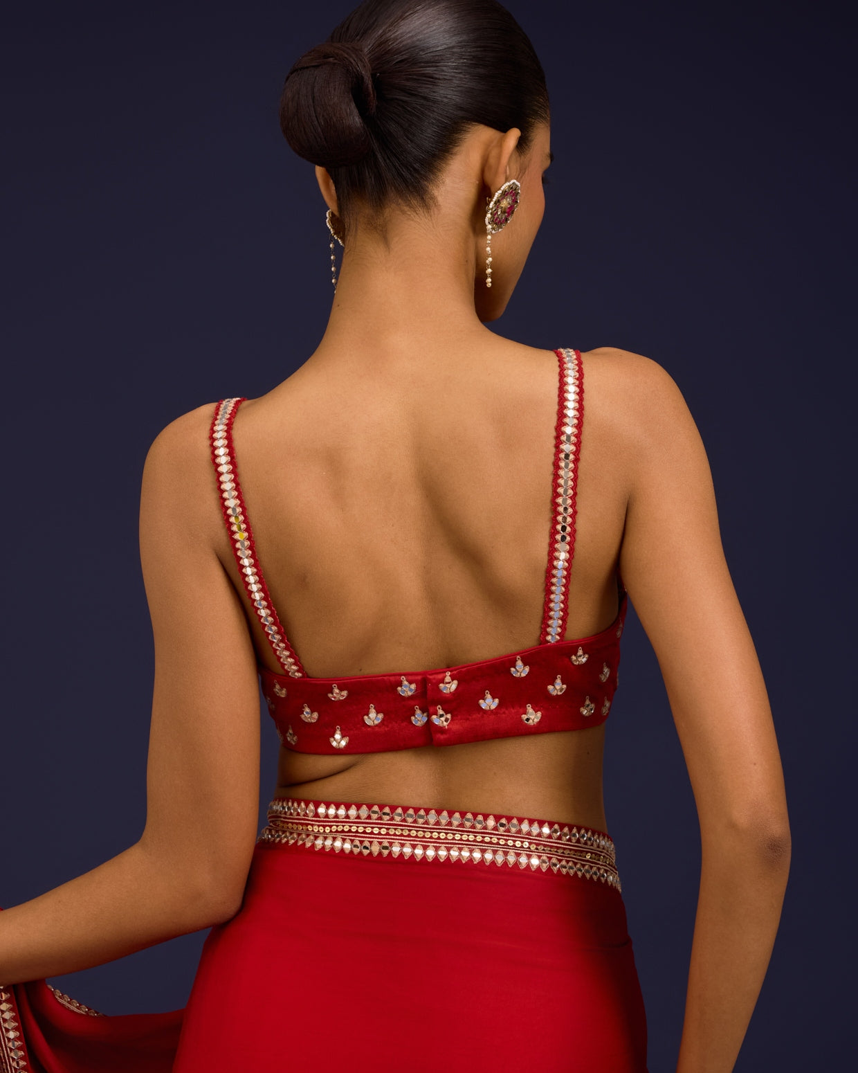 Blush Pink Embroidered Net Sari Set