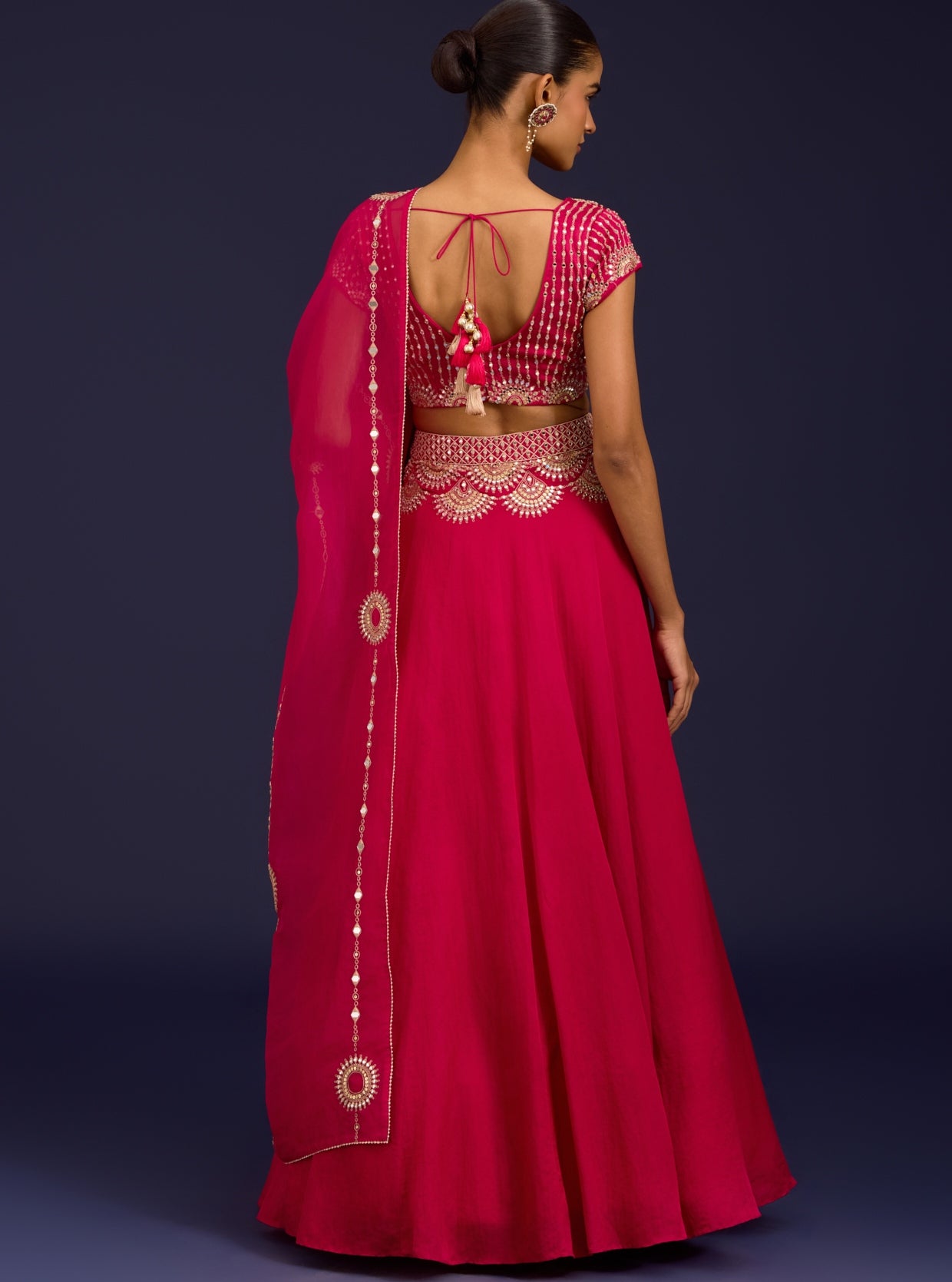 Fuchsia Embroidered Georgette Lehenga Set