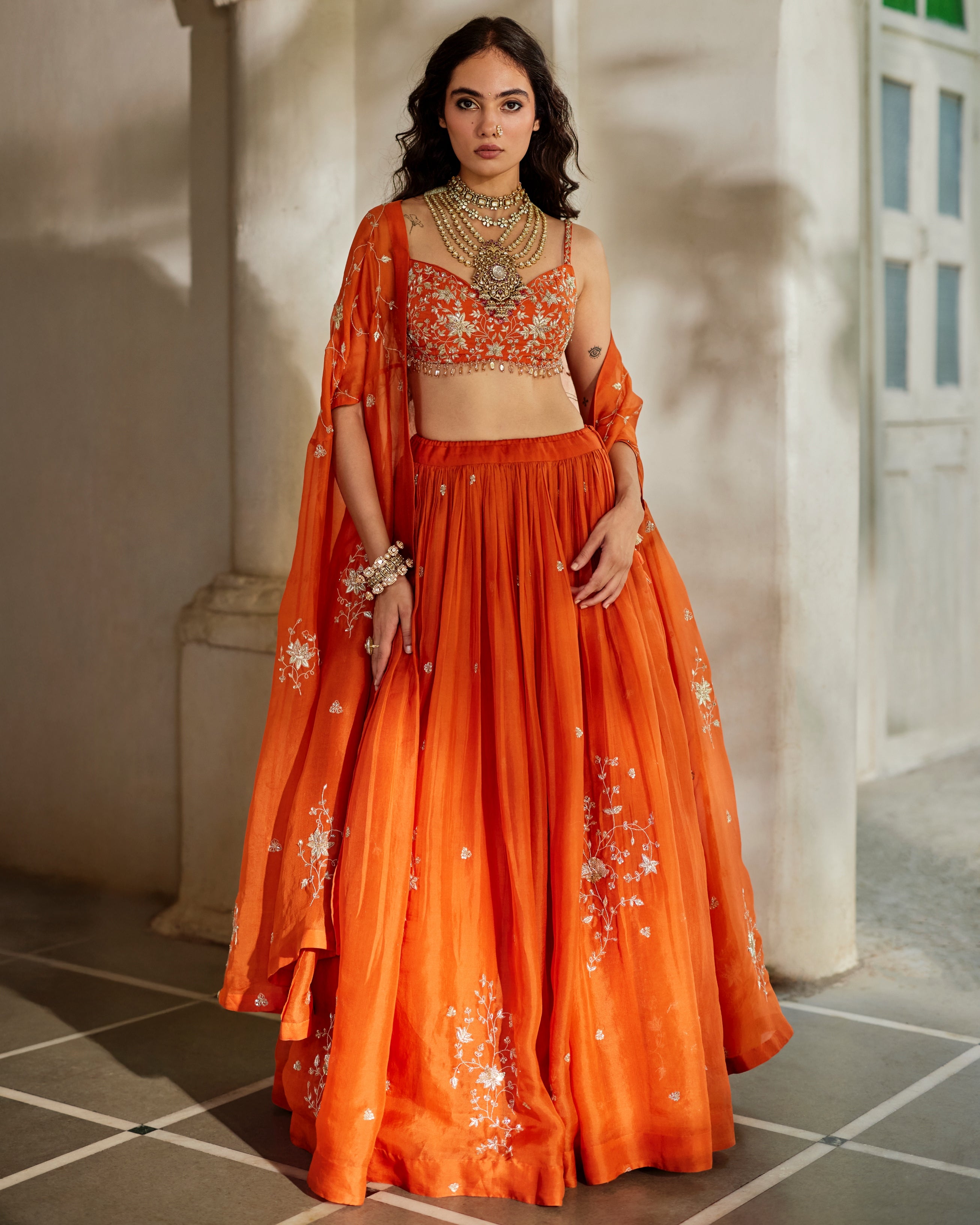 Sara Cape Lehenga Set