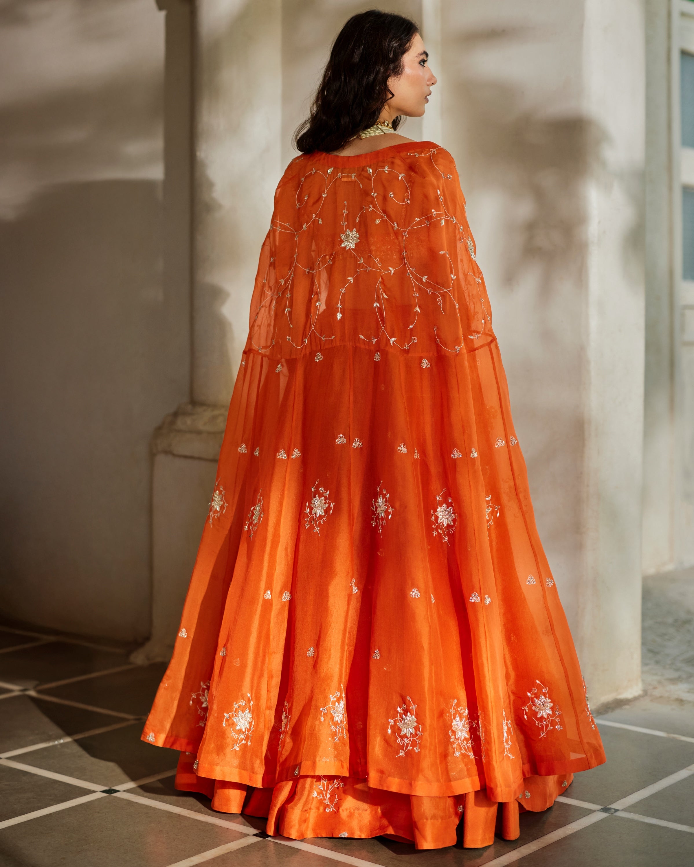 Sara Cape Lehenga Set