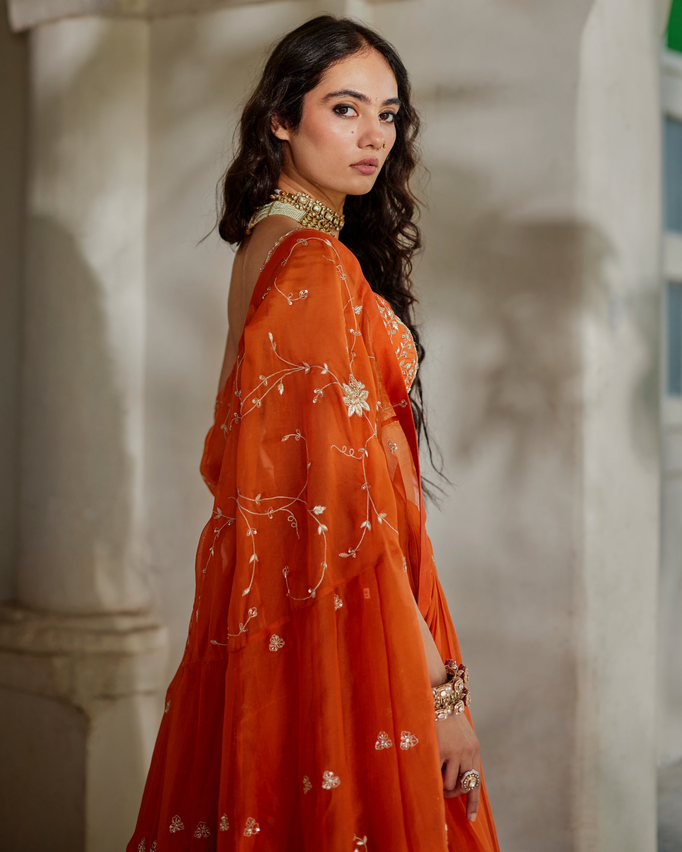 Sara Cape Lehenga Set