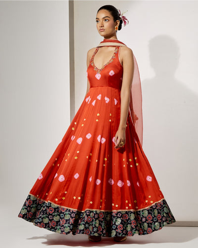 Gulnaar Silk Anarkali Set