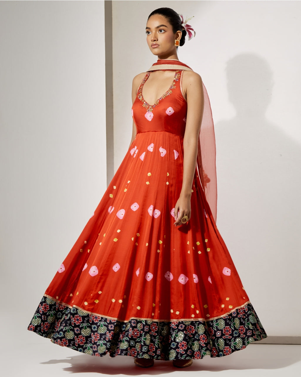Gulnaar Silk Anarkali Set