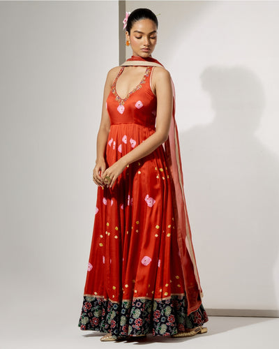 Gulnaar Silk Anarkali Set