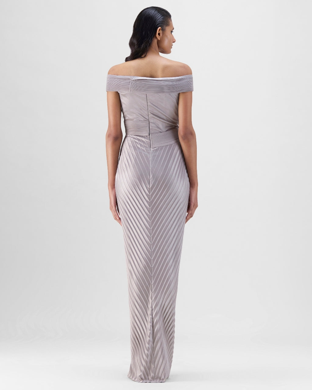 Steel Structured Plisse Gown