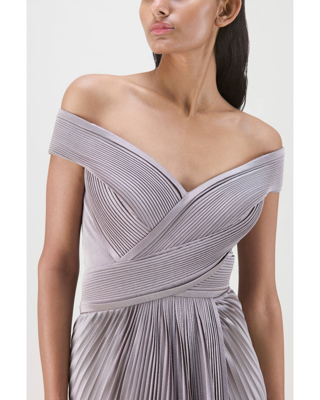 Steel Structured Plisse Gown