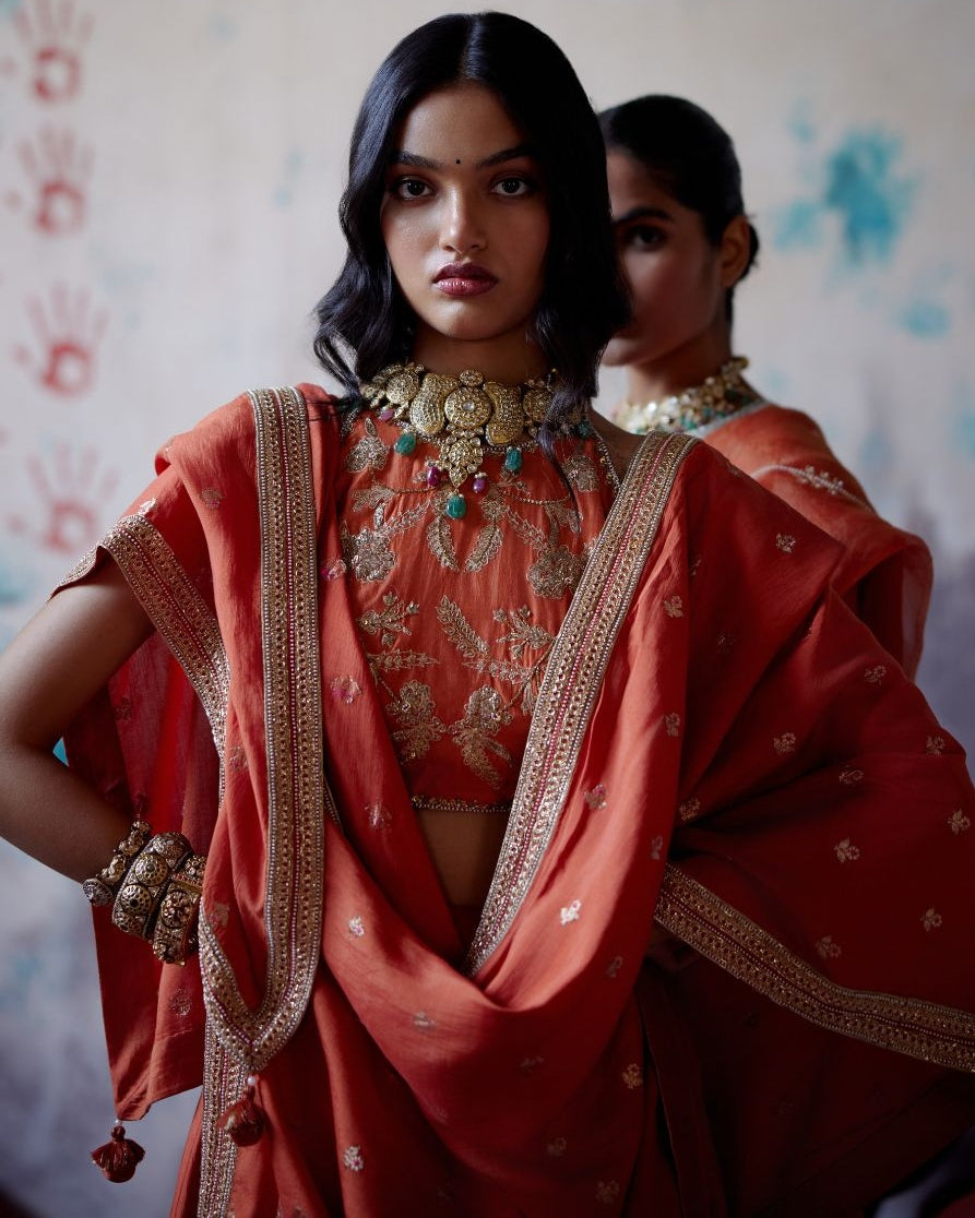 Rust Orange Lehenga Set