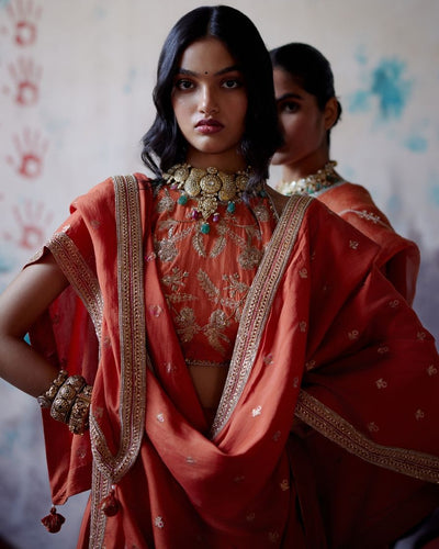 Rust Orange Lehenga Set
