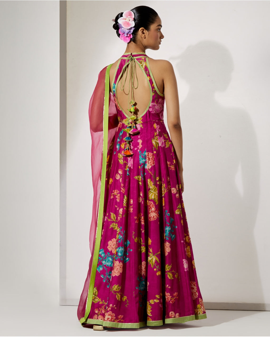 Fuchsia Bloom Silk Anarkali Set
