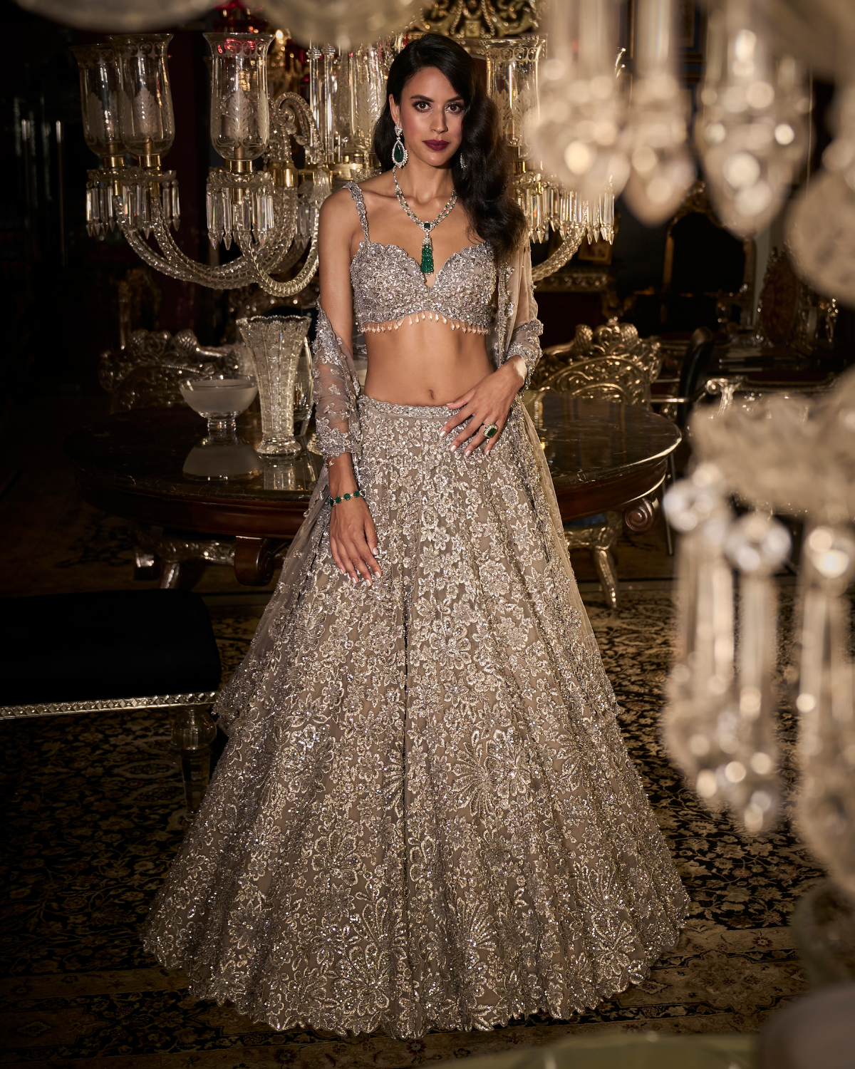 Steel Grey Lehenga Set By Seema Gujral