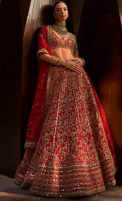 Ruby Red Lehenga Set