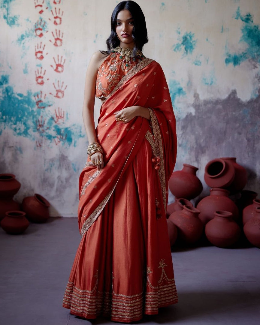 Rust Orange Lehenga Set