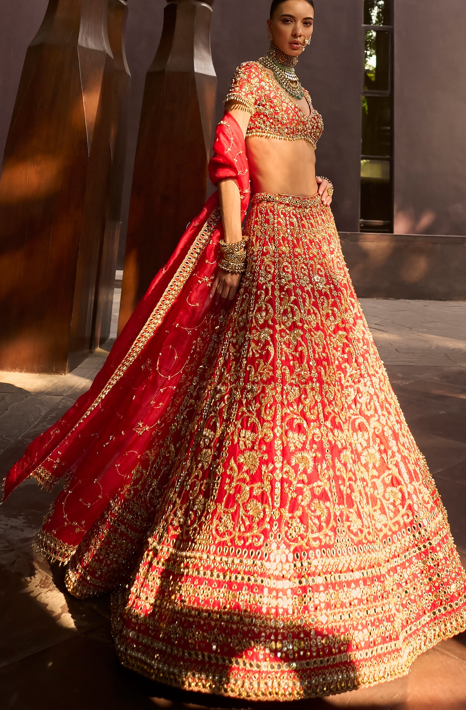 Ruby Red Lehenga Set