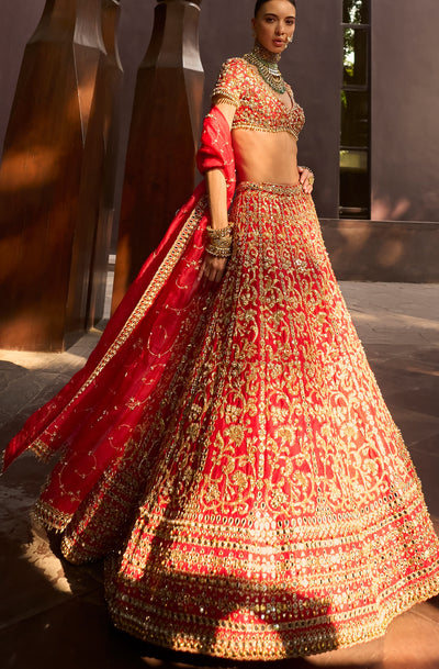 Ruby Red Lehenga Set