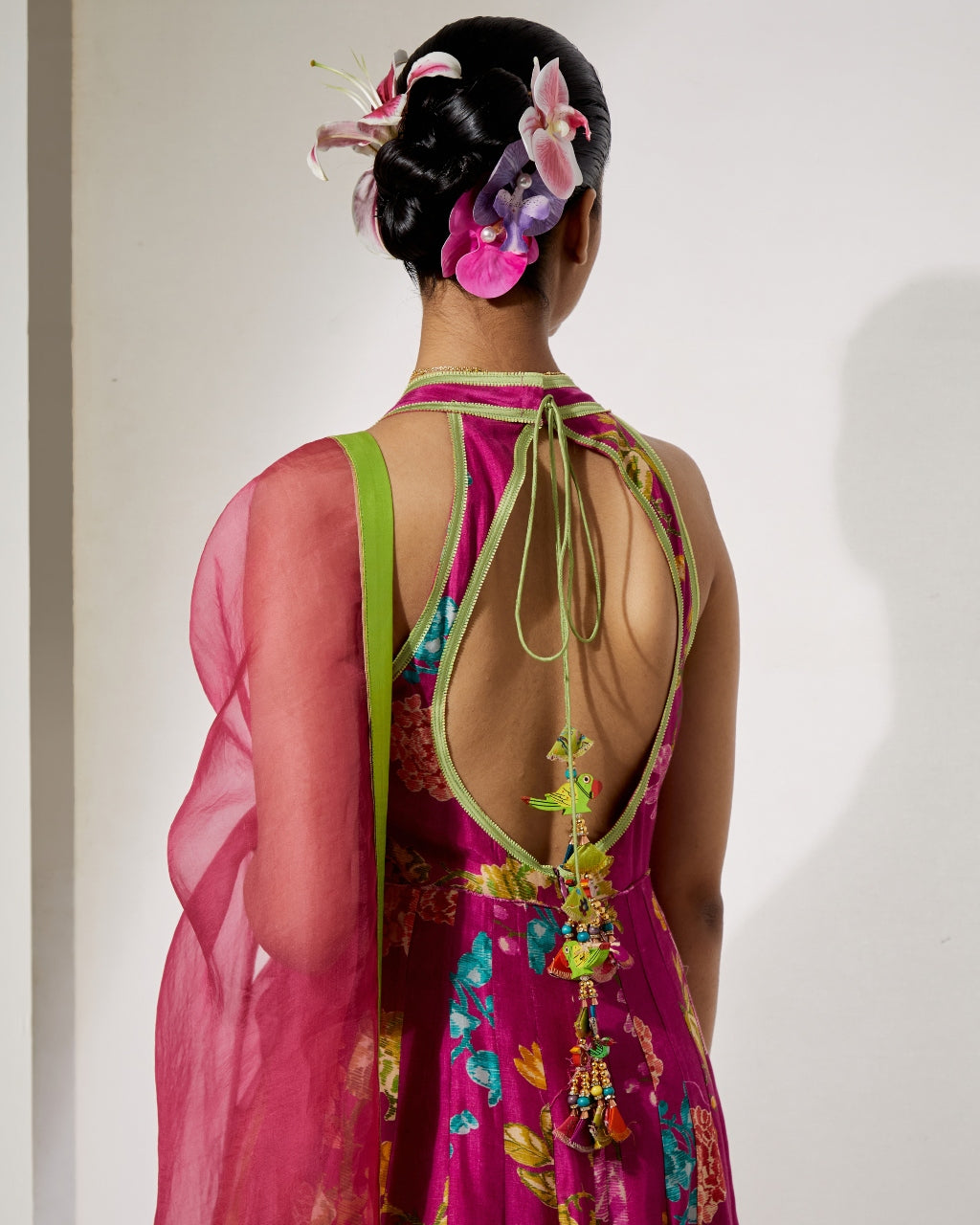 Fuchsia Bloom Silk Anarkali Set